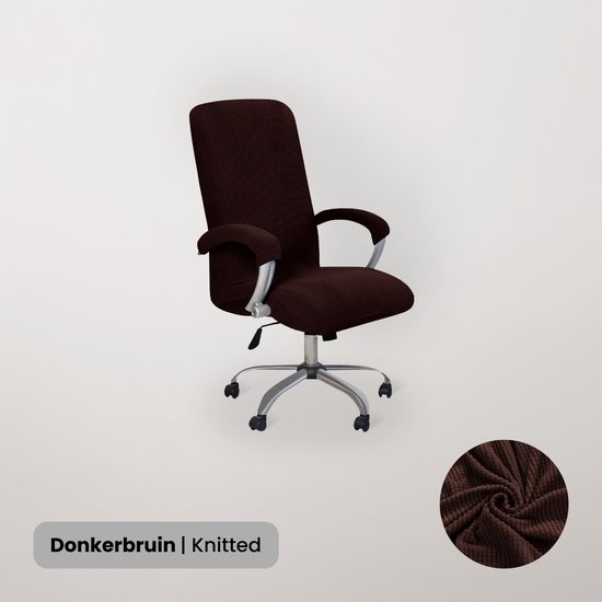 Foto: Bankhoesdiscounter bureaustoel hoes bureaustoel beschermer stoelhoezen stretch stoelhoes bureaustoel knitted chair cover donkerbruin