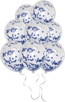 LUQ - Ballons à hélium Confettis bleu foncé de Luxe - 10 pièces - Décoration d'anniversaire - Décoration - Ballon en latex Blauw