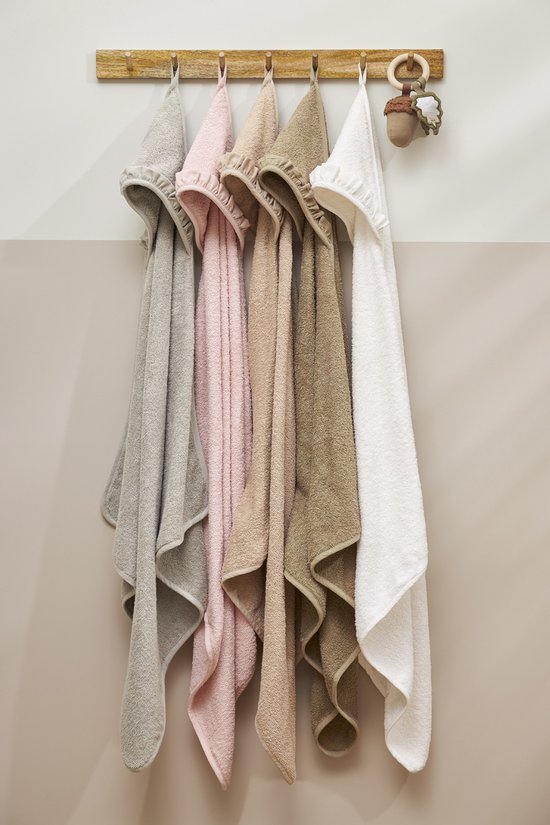 Meyco Baby Ruffle badcape - badstof - taupe - 80x80cm van Meyco — afbeelding 3
