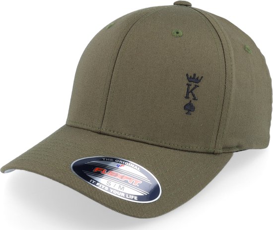 Hatstore- Poker King Crown Olive Flexfit Wooly Combed - Iconic Cap