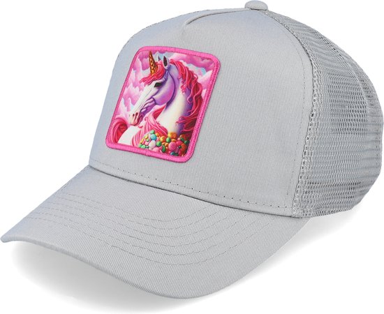 Hatstore- Kids Pink Unicorn Grey Trucker - Unicorns Cap
