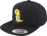 Hatstore- Kids Little Yellow Dinosaur Kids Black Snapback - Kiddo Cap Cap