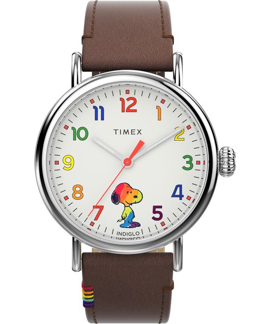 Timex Peanuts Waterbury Standard TW2W53900 Horloge - Leer - Bruin - Ø 40 mm