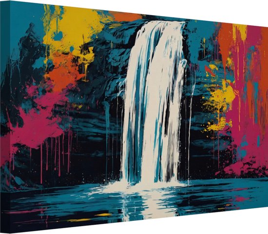 Waterval Andy Warhol stijl wanddecoratie - Waterval wanddecoratie - Muurdecoratie Natuur - Muurdecoratie klassiek - Schilderijen op canvas - Muur kunst 60x40 cm