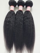 Braziliaanse remy yaki weave - 14 inch kinky steil 100% human hair extensions- 1 stuk- kleur 1b natuurlijk zwart