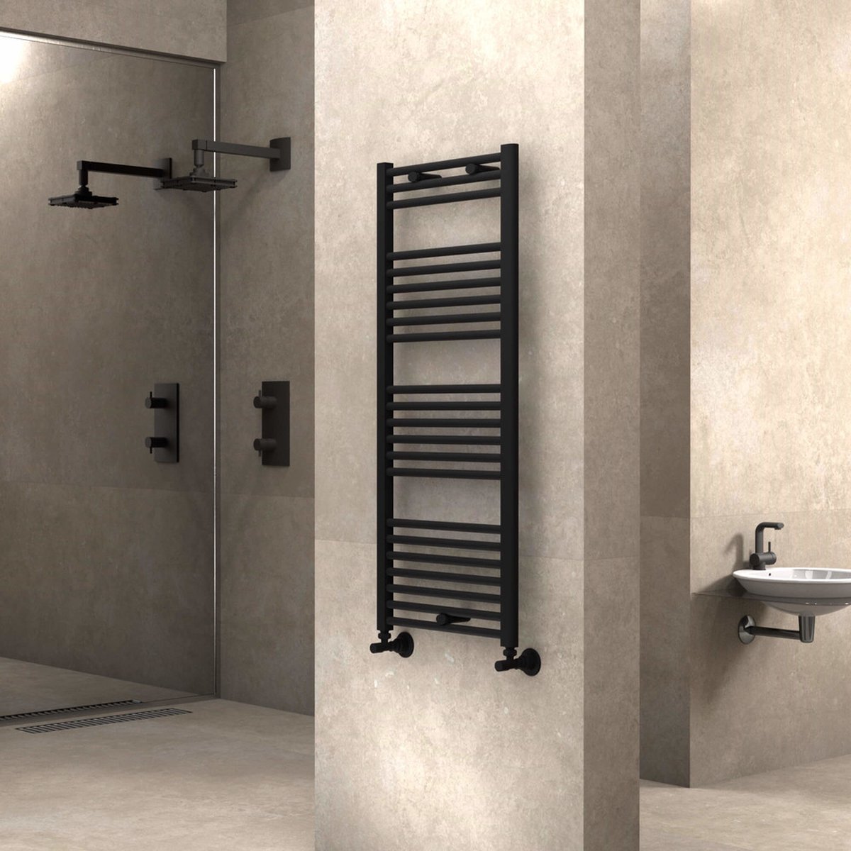 HAITI 500 x 1200 Zwart badkamer radiator designradiator radiatoren