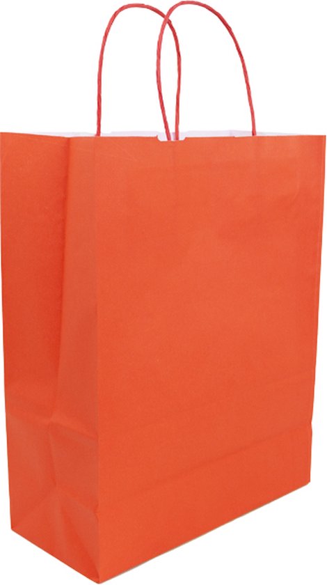 ArtiPack Kraft Papieren Tasjes Met Handvat – Zakjes – 50 Stuks – Rood – 22x9x23 cm – Cadeautasjes