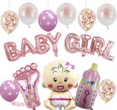 Baby girl versiering - Reveal Versiering - Geboorte Versiering Meisje - Baby Shower - Jomazo - geslacht geboorte - i’ts a girl ballonnen - hoera een meisje - baby versiering - baby feest - baby girl - baby ballonnen