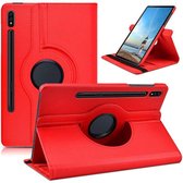 Book Cover Geschikt voor: Samsung Galaxy Tab S8 Plus 2022 / S7+/ S7 Plus / Tab S7 FE 5G 12.4 inch 2020 Draaibaar Hoesje - Multi stand Case - Rood