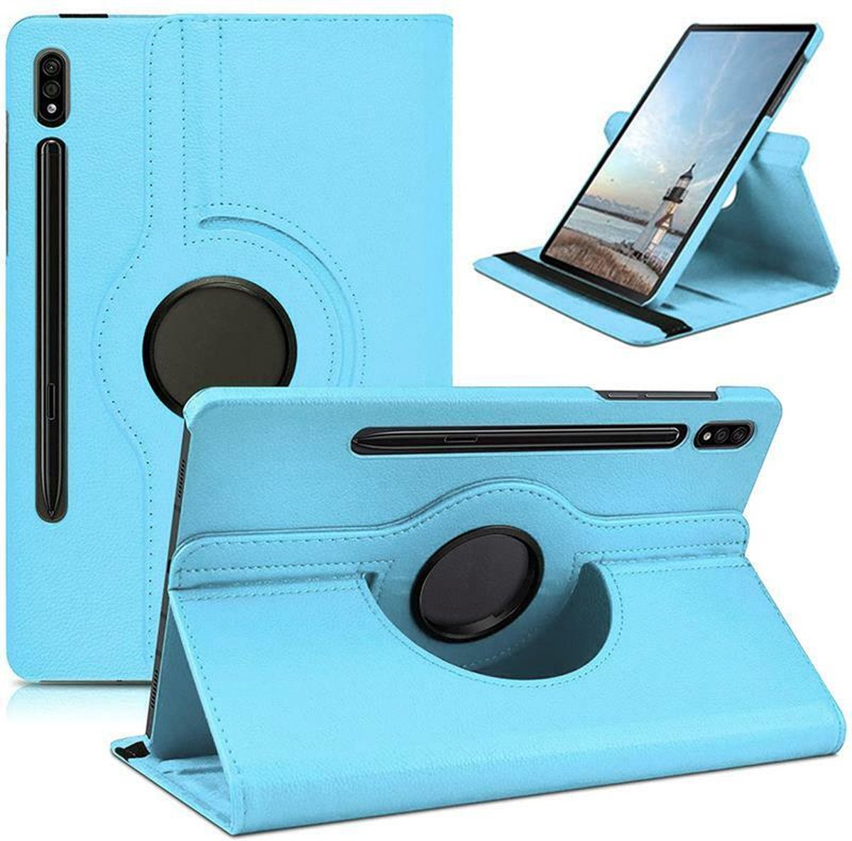 Book Cover Geschikt voor: Samsung Galaxy Tab S8 2022 / Tab S7 2020 11 inch - SM-X700/X706/T870/T875/T876 Draaibaar Hoesje - Multi stand Case - Lichtblauw
