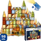 Magnetic Tiles - Met Lichtjes - 98 stuks - Magnetisch Speelgoed - Constructiespeelgoed - Magnetische Tegels - Montessori Speelgoed voor Kinderen