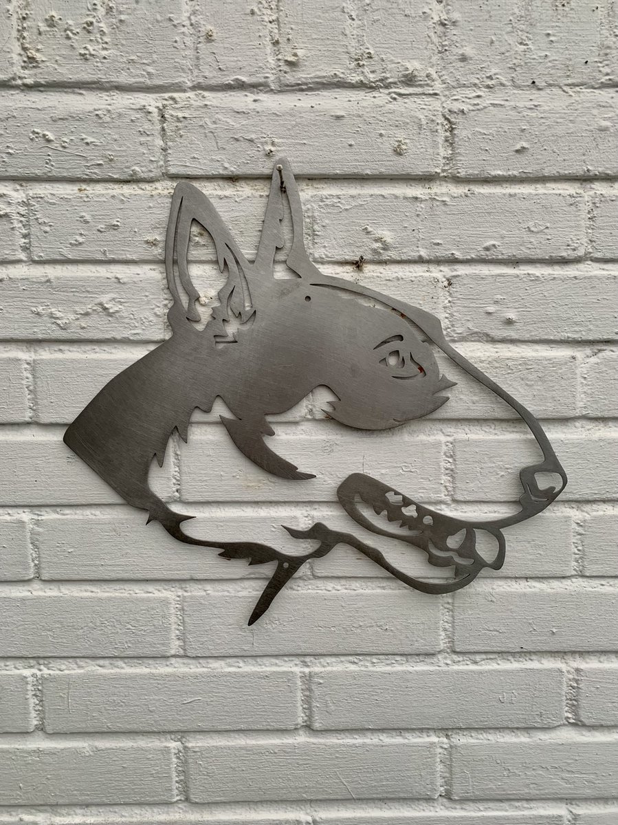 Metalen Hond - Bull Terrier - Wandecoratie van metaal