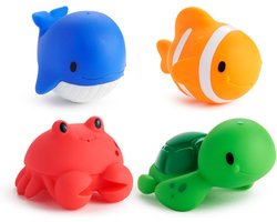 foto van Munchkin Badspeelgoed Voor Baby's - Oceaanvormige Baddiertjes die Spuiten! - Badspuiters - Per 4 Stuks - Vanaf 9 Maanden
