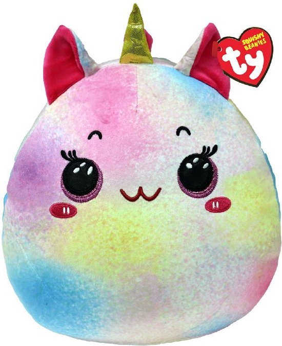 TY Squish A Boo Eule „Winks“ – 31 Cm, Kuscheliges Kissen, Rosa Mit Blauen Herzen