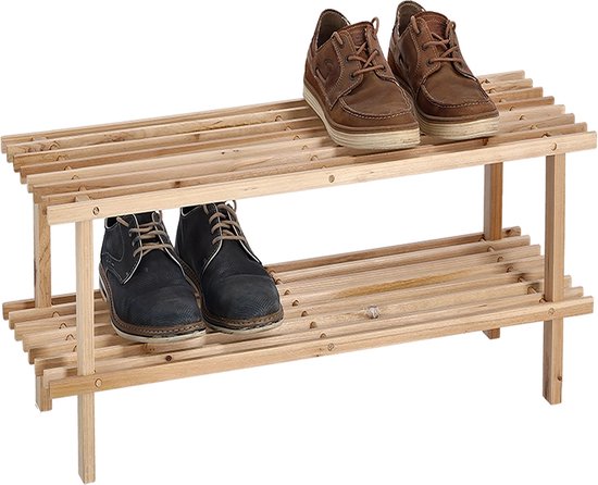 Zeller - Étagère à chaussures, 2 niveaux, bois de sapin