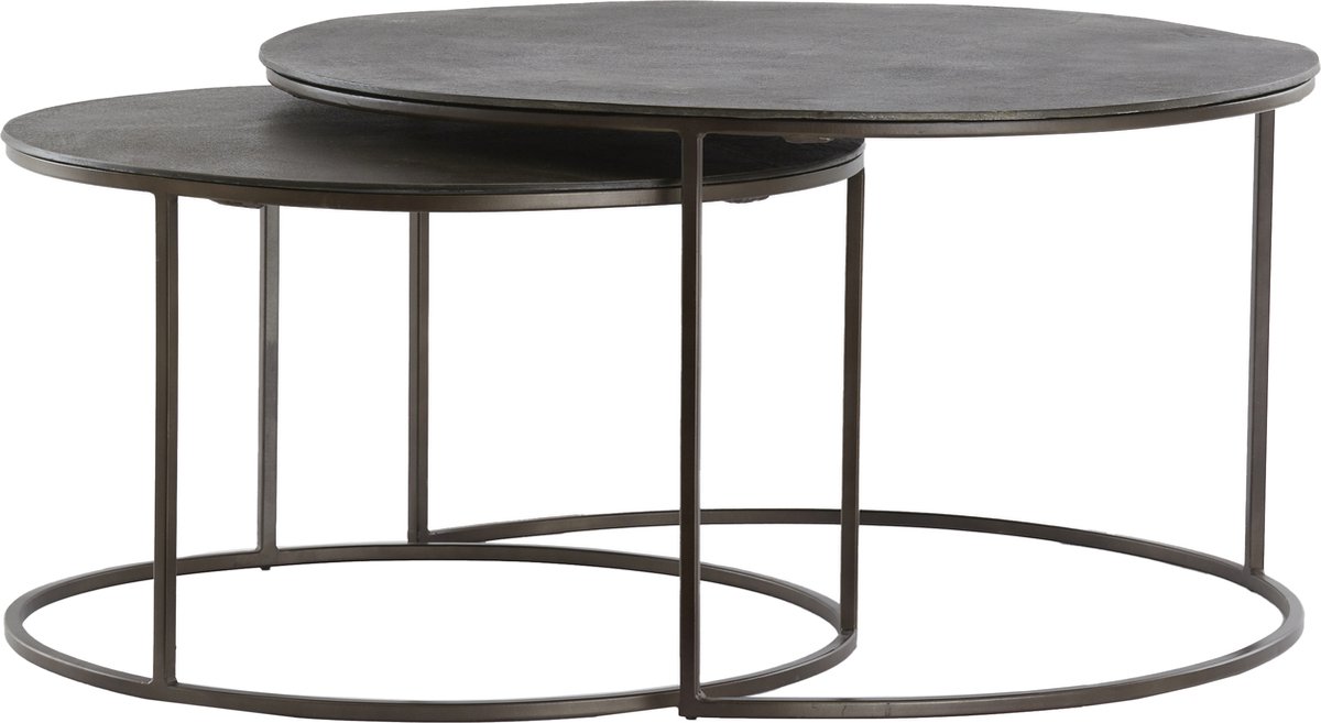 Salontafel TALCA - Ø76x41cm - Bruin - Set van 2