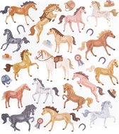 Stickervel Paarden met Glitters - Paarden Stickers met Glitters - Knutselen Meisjes - Paarden Speelgoed - Glitterstickers Paarden - Paardenstickers