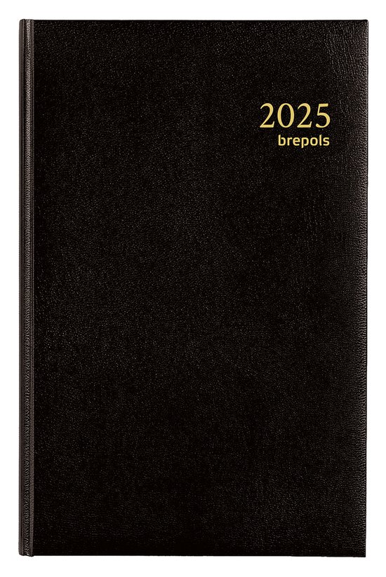 Brepols Bureau-agenda 2025 - SATURNUS Luxe - Lima - Dagoverzicht - 1d/1p - Zwart - 13.3 x 20.8 cm