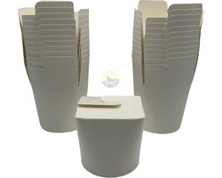 KURTT - Noodle Box met vouwdeksel - Wit, 50 stuks, 26oz 750ml - Asian Food - Dönerbox - Wok to go beker - Take Away container, Lunchbox