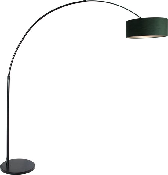 Foto: Steinhauer vloerlamp sparkled light zwart metaal velours stof booglamp e27 8127zw