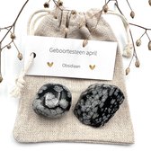 Pierre de naissance d'avril - Sac combiné obsidienne - pierres précieuses - coffret cadeau pour lui - anniversaire - félicitations - cadeau - amitié - porte-bonheur - petits cadeaux