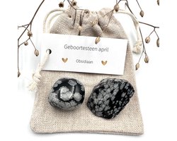 Geboortesteen april - Obsidiaan combi -zakje-edelstenen-giftset voor hem/haar-verjaardag-gefeliciteerd-cadeau-vriendschap-geluksbrenger-kleine cadeautjes-feestdagen