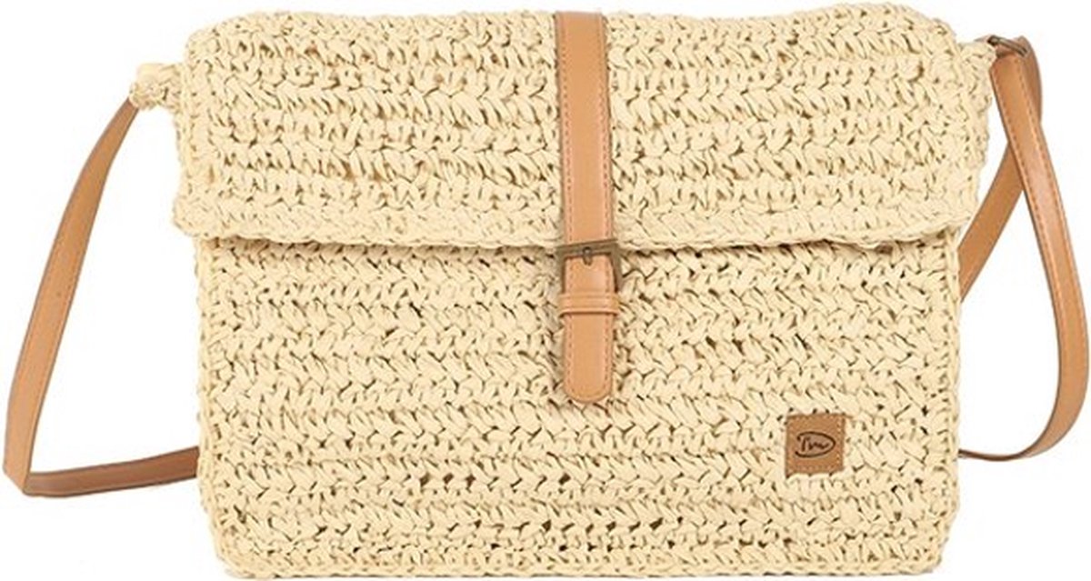Naturel gevlochten damestas crossbody Veluwe