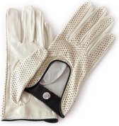 Leren autohandschoenen dames model Townsville Color: White, Size: 7.5