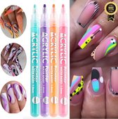GUAPÀ® Nail Art Pennen 4 stuks| Graffiti Stiften voor Nail Art | Nagel Decoratie | Nagel Stift | Striper | Nail Art Vormen | Nail Brush | Nail Art penselen | Nagelstickers | Nagelversiering | 4 Nail Art Stiften Neon