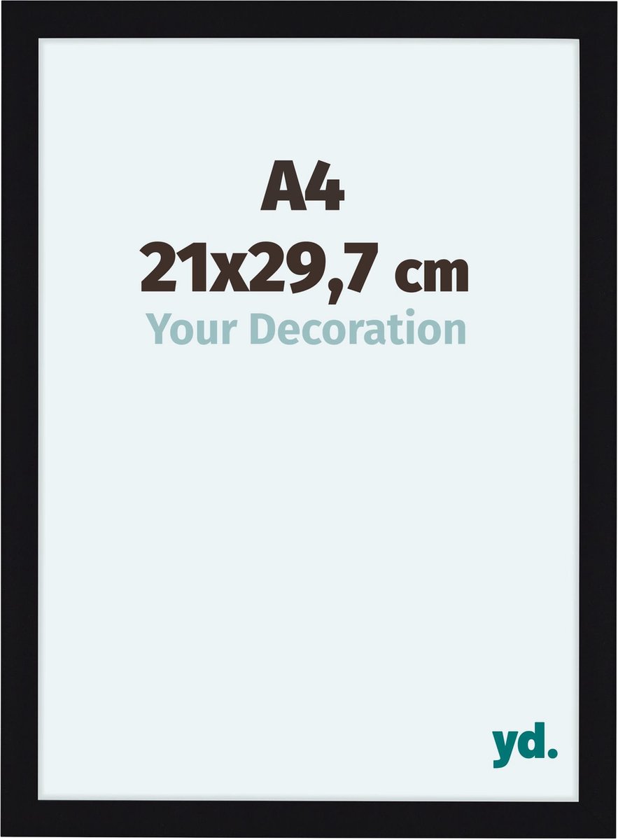 yd. Your Decoration - Fotolijst A4 21x 29,7 cm - MDF - Zwart Hoogglans - Como