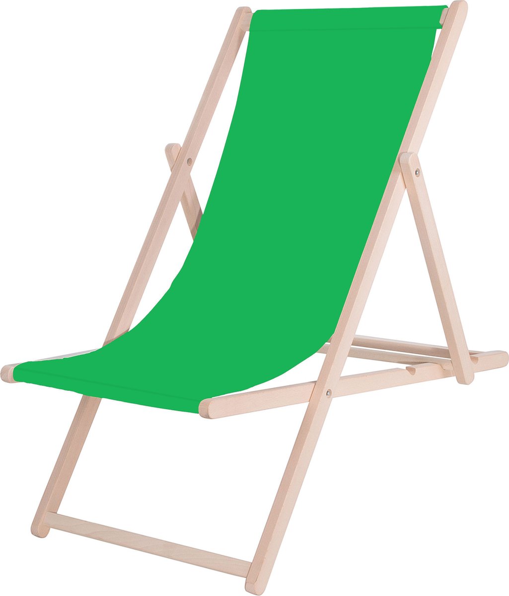 Bol.com Springos Strandstoel - Verstelbaar - Beukenhout - Hangemaakt - Groen aanbieding