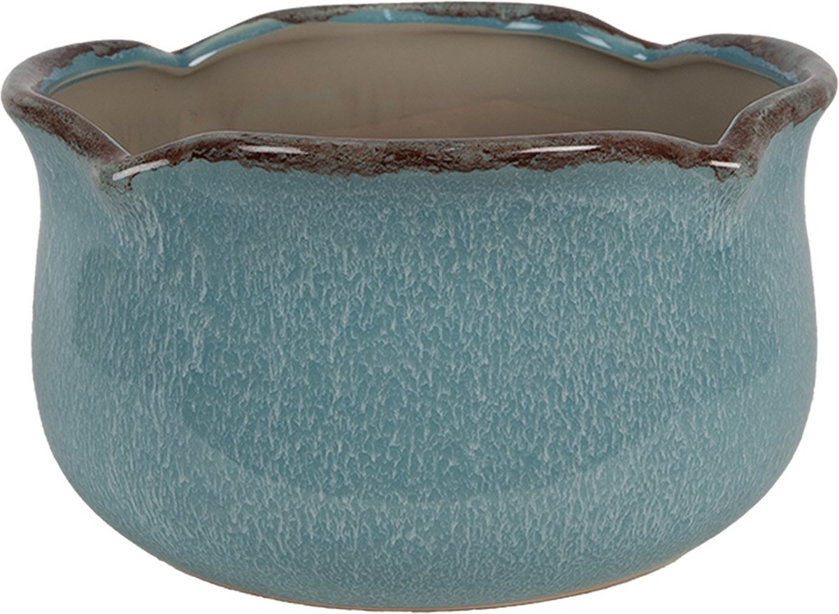 Clayre & Eef Bloempot Ø 15x9 cm Blauw Keramiek Plantenpot
