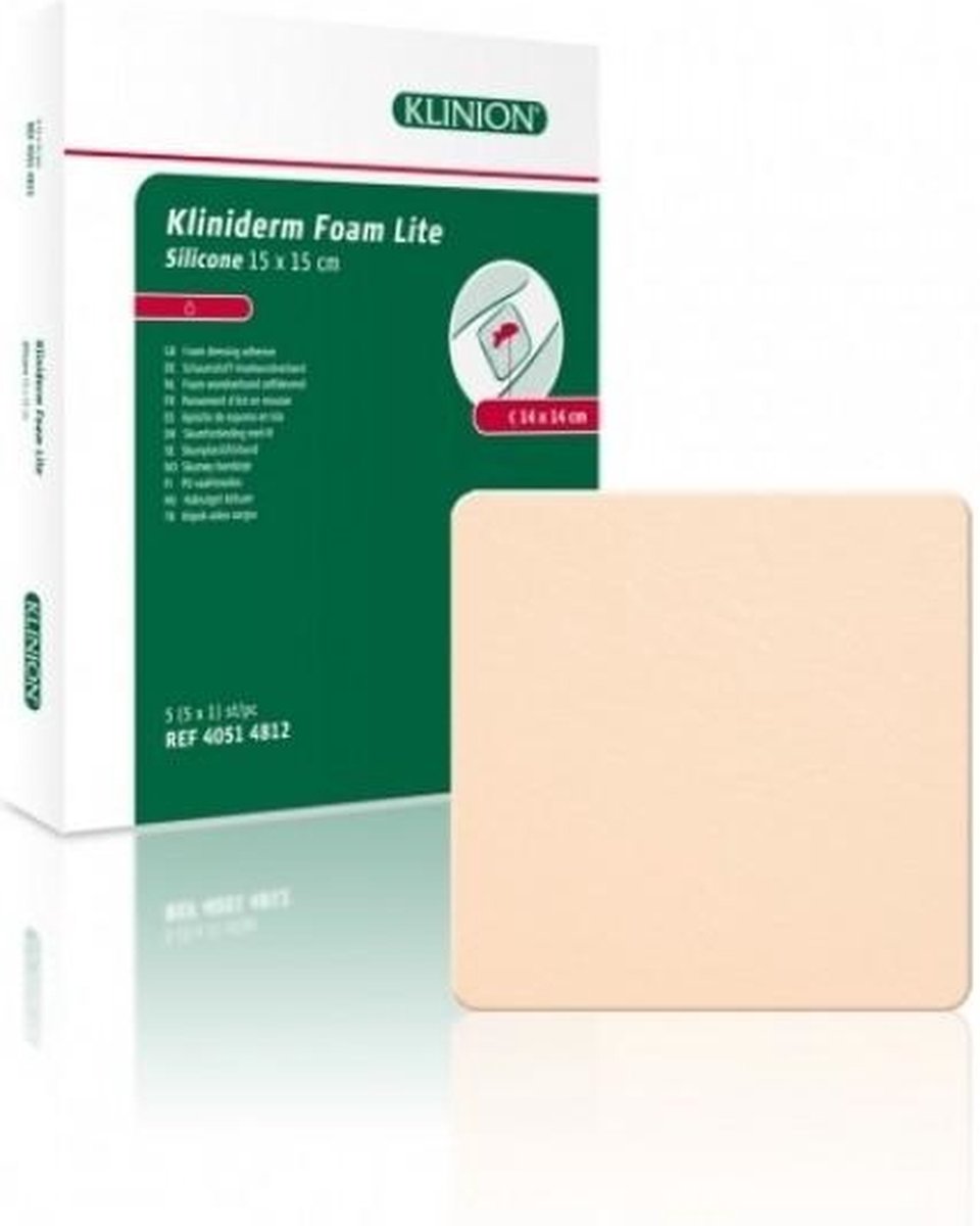 Kliniderm Foam Silicone Lite schuimverband 15x15cm Klinion