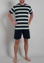 Gotzburg heren shortama O-hals - donkerblauw gestreept - Maat: XL