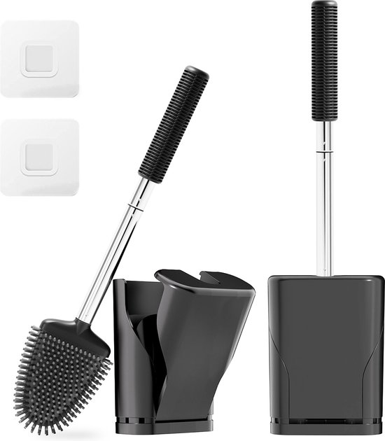 Siliconen Toilet Borstel - Antibacteriële Toiletborstel Siliconen Badkamer Toilet Brush Roestvrijstaal Wc Borstelhouder Toiletborstel Zwart Wc Borstel Zwart Siliconen Toiletborstel Inbouw Badkamer Wc Borstel
