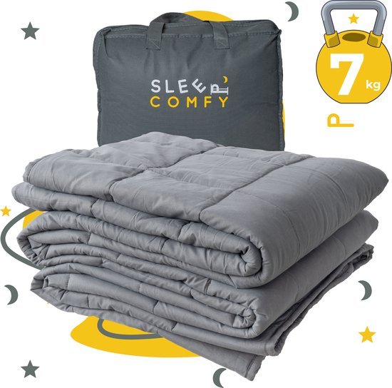 Couverture lestée Sleep Comfy - 7 kg - 150x200 cm - Weighted Blanket - Pression relaxante - Apaisant - Confortable pour toutes les saisons - 4 saisons - Matériau de haute qualité - Grijs
