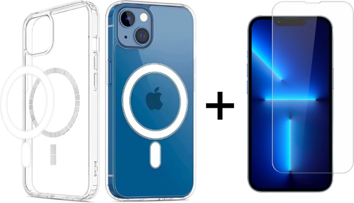 Techgrip - Hoesje Geschikt voor iPhone 11 MagSafe Compatible Inclusief Screenprotector 9H HD Gehard Glas Tempered Glass - Transparant