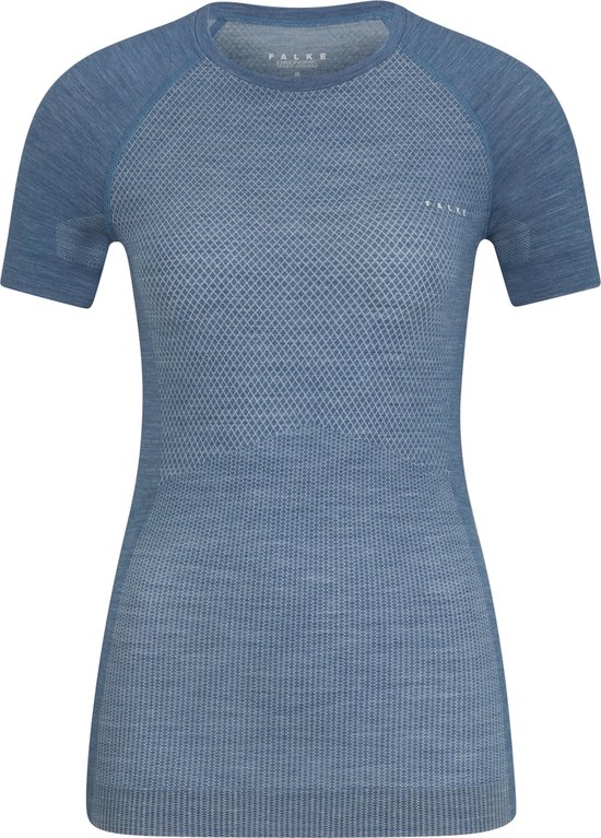 FALKE dames T-shirt Wool-Tech Light - thermoshirt - blauw (capitain) - Maat: M