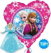 Disney Frozen Prinses Hart Ballon Pakket 45 cm + 6 Roze Kleur Ballonnen 32 cm - Verjaardag Versiering - Folieballon Ongevuld - Ballonnenboog Decoratie Feest - Party Slinger Jongen Meisje