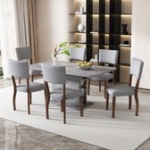 Fluwelen eetkamerstoelen, set van 6 (zonder eettafel), familie eetkamerstoelen, stoelen, moderne minimalistische woonkamer- en slaapkamerstoelen, vier rubberen houten poten, grijs