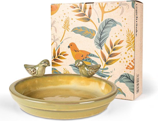 Pro Garden Vogelbad/voederschaal - saliegroen - keramiek -D20 x H8 cm | Leen Bakker