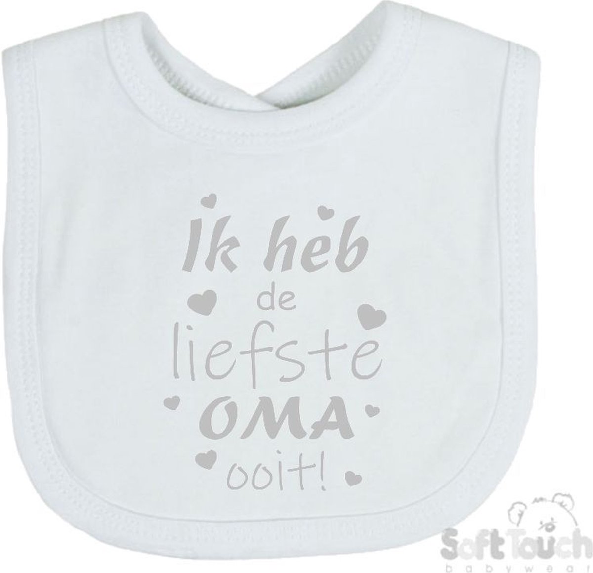 Goedkoopste Soft Touch Slabber Slabbetje Slab Ik heb de liefste Oma ooit! Moederdag Unisex Katoen Wit/zilver (shiny) Maat 33x22 Cm