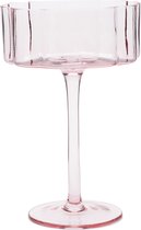 Verre à vin Riviera Maison Verre rose convient également pour le cava ou comme coupe de champagne - Verre à vin couleur fleur sur pied haut 250 ml