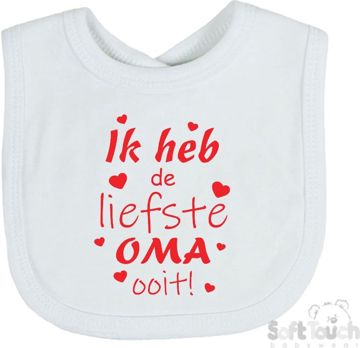 Goedkoopste Soft Touch Slabber Slabbetje Slab Ik heb de liefste Oma ooit! Moederdag Unisex Katoen Wit/rood Maat 33x22 Cm