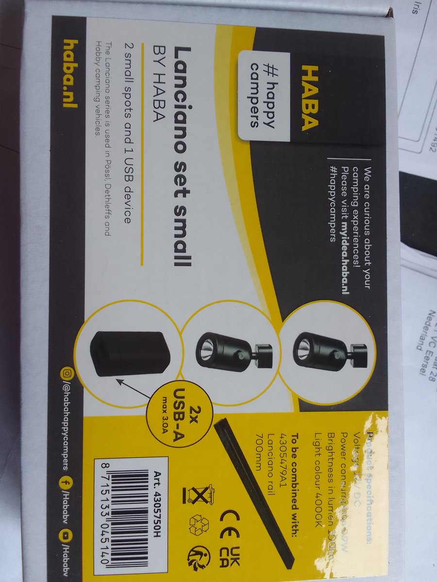 Haba Lanciano set small - 2 x spot en 1 x USB aansluiting - passend op Lanciano rail (excl) - 12 Volt