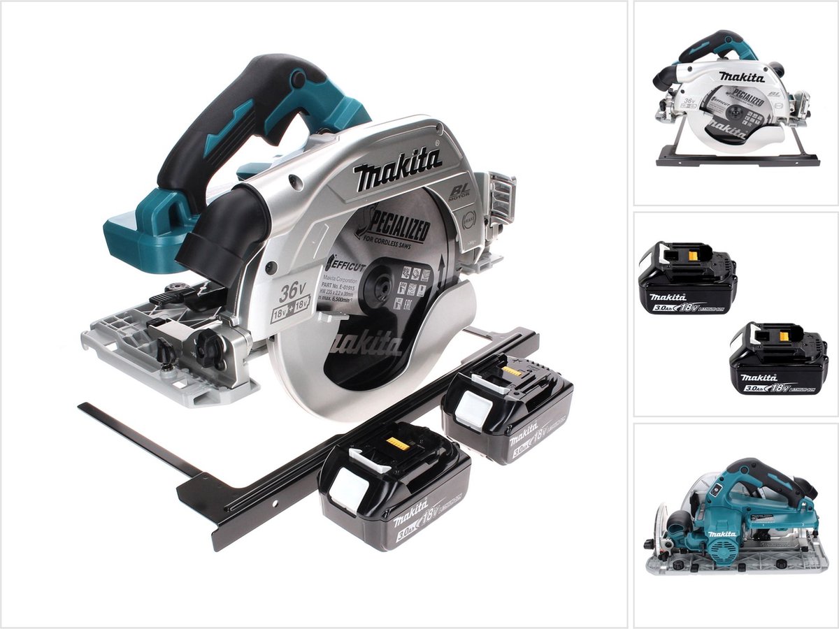 Makita DHS 900 F2 accu-handcirkelzaag 36 V (2x 18 V) 235 mm borstelloos + 2x accu 3,0 Ah - zonder oplader
