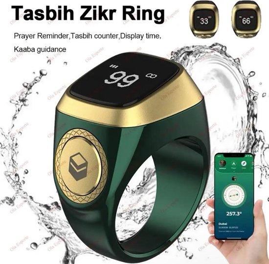 Foto: Iqibla zikr ring pro notifications for salah with app dh ikr zikr dhikr ring zikr ring tasbheeh tasbih zwart