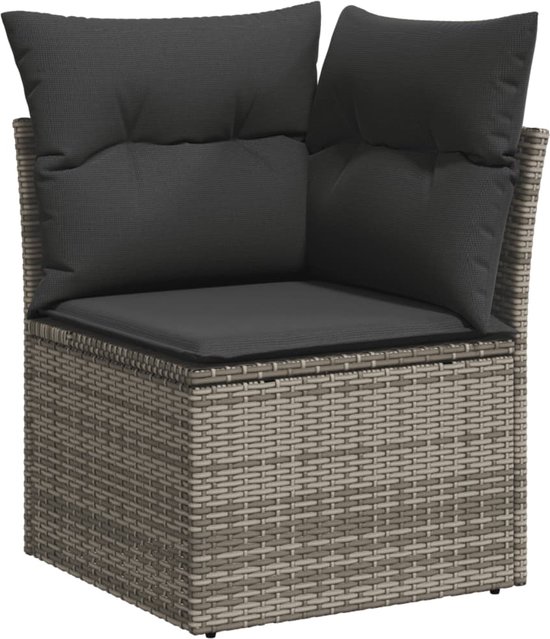 vidaXL - 12 pièces - Ensemble de salon - avec - coussins - poly - rotin - gris