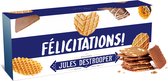Jules Destrooper Amandelbrood met chocolade - "Proficiat! / Félicitations!" - 2 dozen met Belgische koekjes -125g x 2
