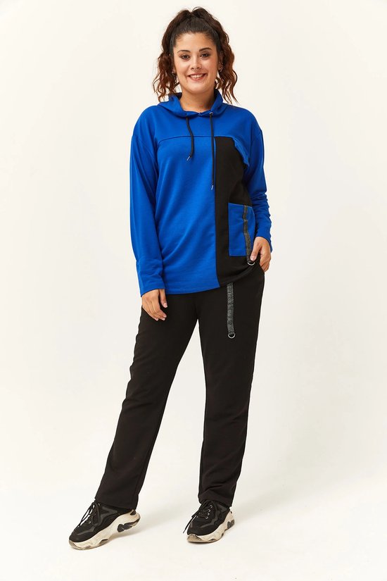 Dames Grote Maten Blauw Zwart Trainingspak 2XL Fitness Trainings Pakken Plus Size. bol